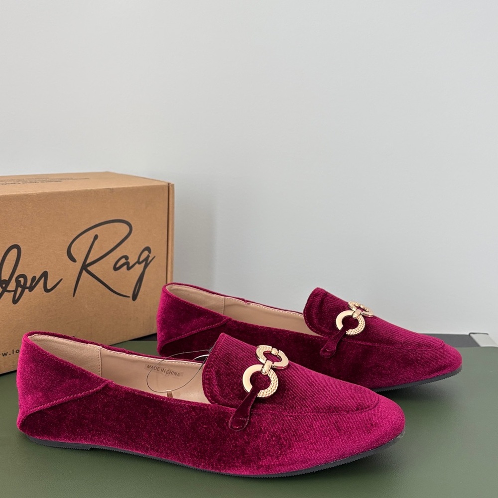 London Rag Elegant Burgundy Velvet Loafers